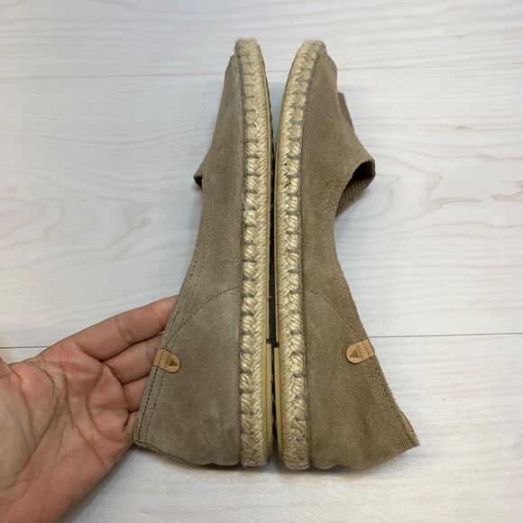Verbenas Brown Cruz Leather & Suede Espadrille Flats Shoes Size 41 Peep Toe - Picture 2 of 9